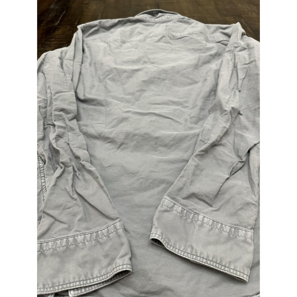 AllSaints Mens Gray Solid Long Sleeve Button Up Cotton Logo Shirt Large - Picture 5 of 12